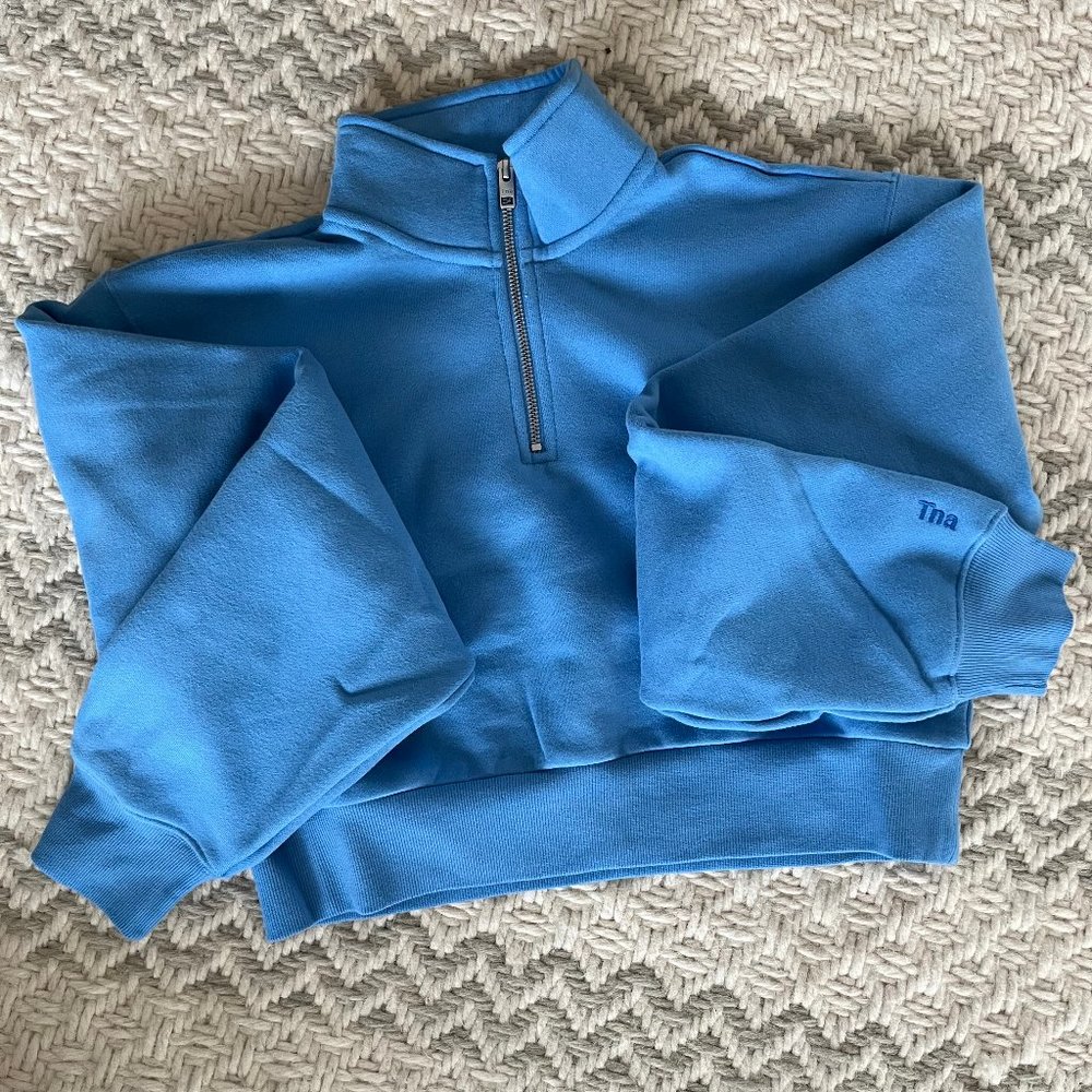 Aritzia TNA Cozy Fleece 1/4" Zip Cerulean S